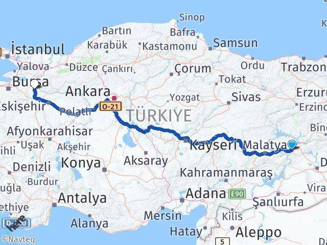 Elazığ Sivrice Bilecik Arası Kaç Km - Yol Haritası