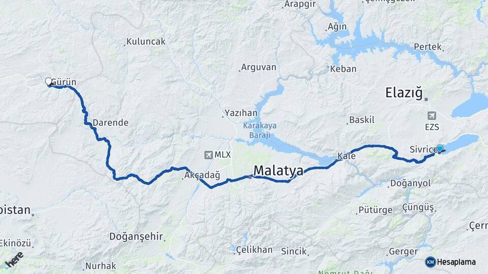 Sivrice Elazığ Havalimanı Arası Kaç Km - Yol Tarifi