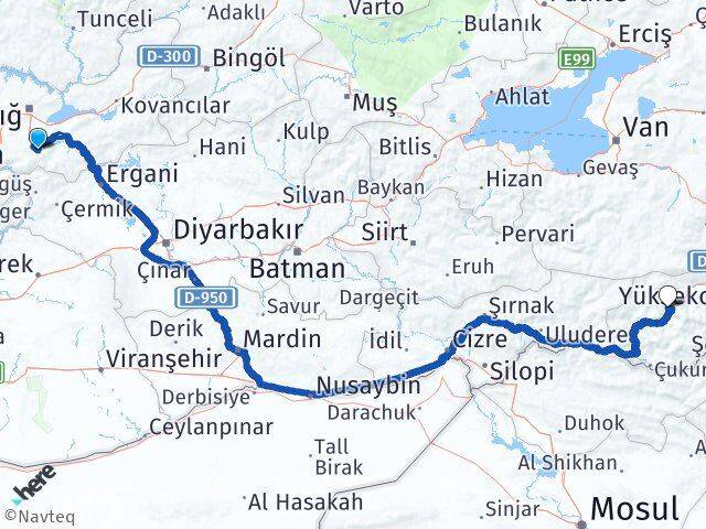 Elazığ Sivrice Hakkari Arası Kaç Km - Yol Haritası