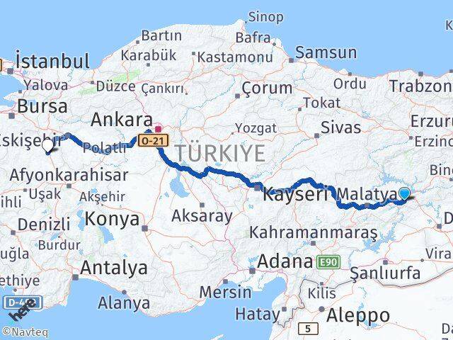 Elazığ Sivrice Kütahya Arası Kaç Km - Yol Haritası