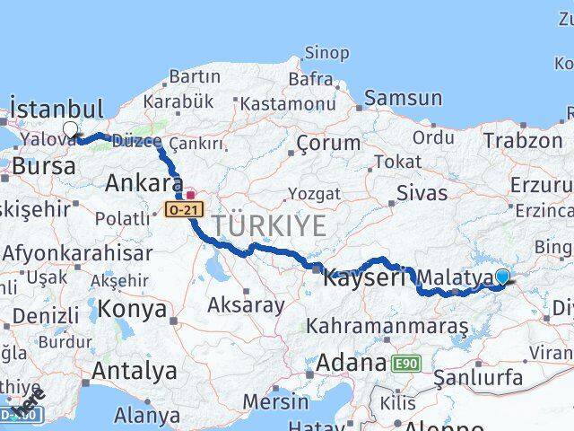 Elazığ Sivrice Sakarya Arası Kaç Km - Yol Haritası
