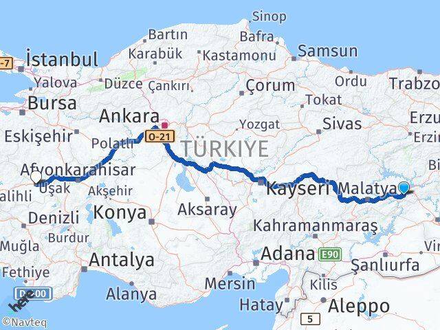 Elazığ Sivrice Uşak Arası Kaç Km - Yol Haritası