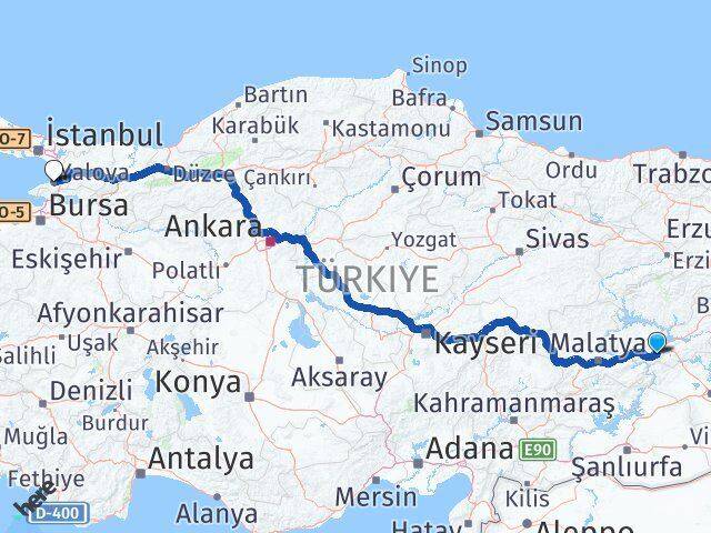 Elazığ Sivrice Yalova Arası Kaç Km - Yol Haritası