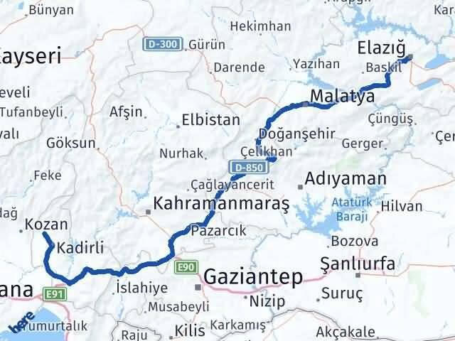 Elazığ Sumbas Osmaniye Arası Kaç Km - Yol Haritası