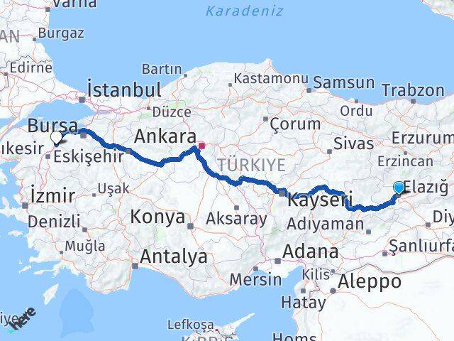 Elazığ Susurluk Balıkesir Arası Kaç Km - Yol Haritası