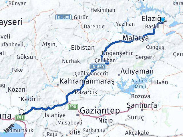 Elazığ Toprakkale Arası Kaç Km - Yol Tarifi