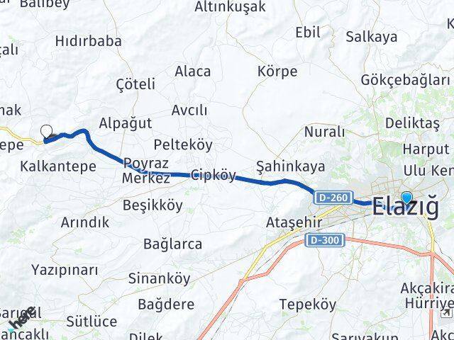 Elazığ Yukarıçakmak Arası Kaç Km - Yol Haritası