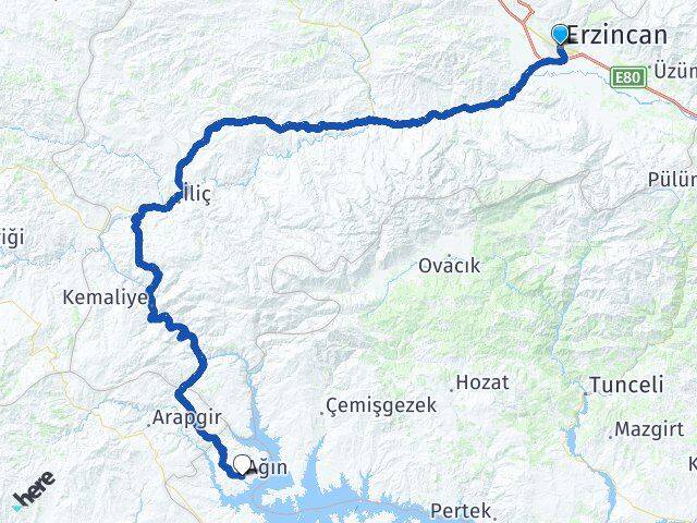 Erzincan Ağın Elazığ Arası Kaç Km - Yol Haritası