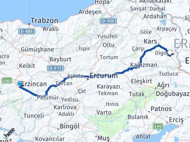 Erzincan Digor Arası Kaç Km - Yol Tarifi