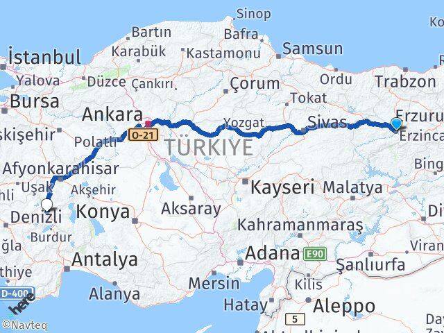 Erzincan Dinar Afyonkarahisar Arası Kaç Km - Yol Haritası