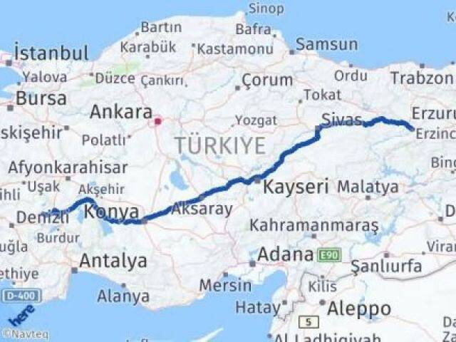 Erzincan Evciler Afyonkarahisar Arası Kaç Km - Yol Haritası