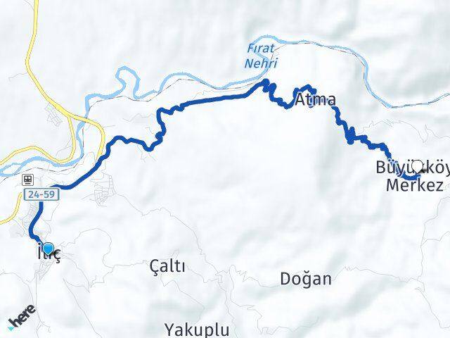 Erzincan İliç Büyükköy İliç Arası Kaç Km - Yol Haritası