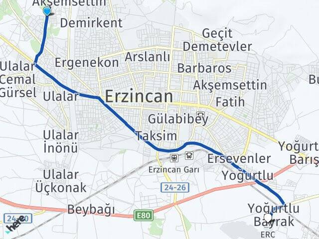 Kavakyolu Erzincan Havalimanı Arası Kaç Km - Yol Tarifi
