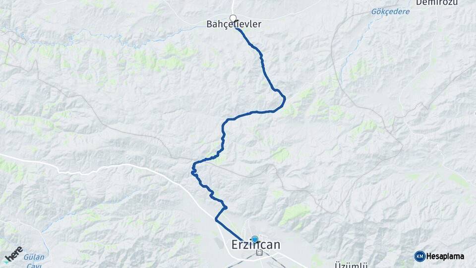Erzincan Kelkit Gümüşhane Arası Kaç Km - Yol Haritası