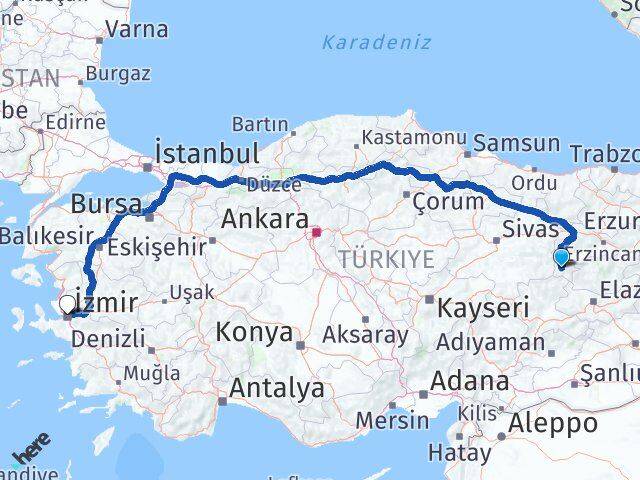 Kemaliye İzmir Arası Kaç Km - Yol Tarifi