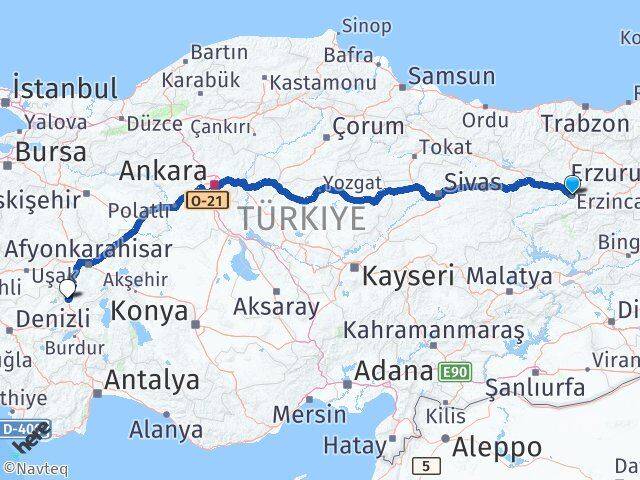 Erzincan Kızılören Afyonkarahisar Arası Kaç Km - Yol Haritası