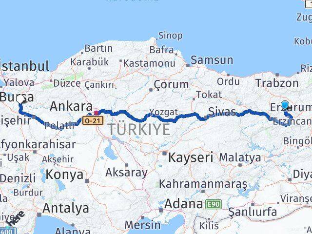 Erzincan Otlukbeli Bilecik Arası Kaç Km - Yol Haritası
