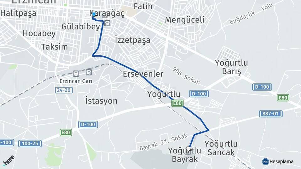 Erzincan Otogarı Erzincan Havalimanı Arası Kaç Km - Yol Tarifi