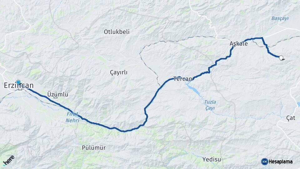 Erzincan Palandöken Erzurum Arası Kaç Km - Yol Haritası