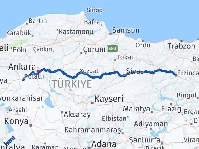 Erzincan Polatlı Ankara Arası Kaç Km - Yol Haritası