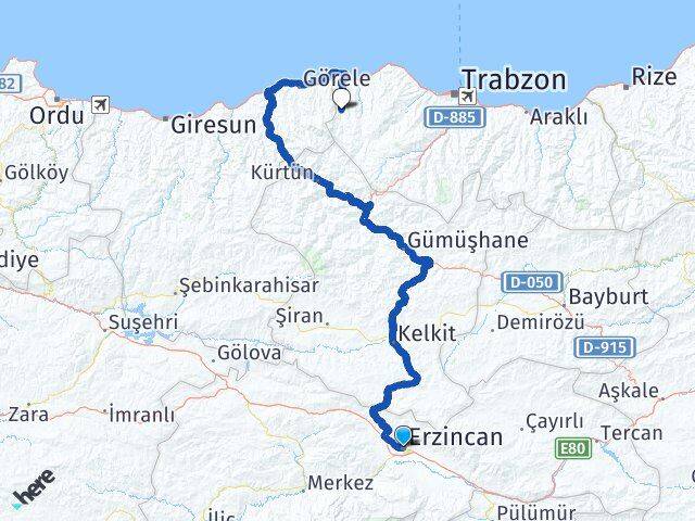 Erzincan Şalpazarı Trabzon Arası Kaç Km - Yol Haritası