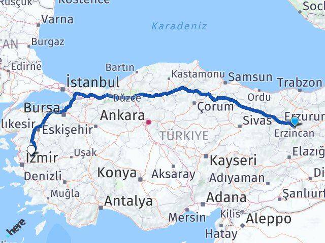 Erzincan Saruhanlı Manisa Arası Kaç Km - Yol Haritası