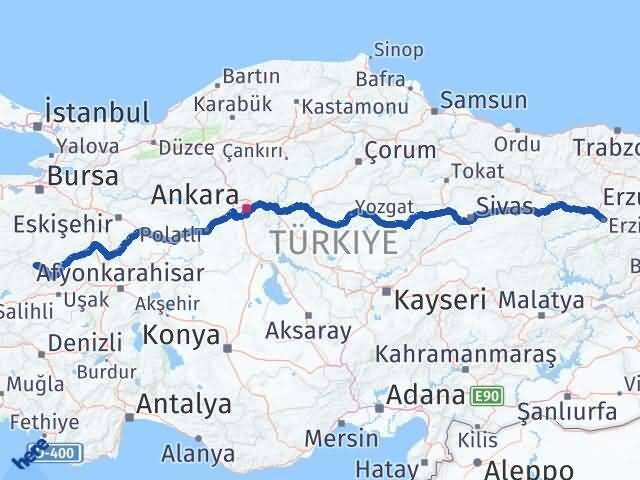 Erzincan Simav Kütahya Arası Kaç Km - Yol Haritası