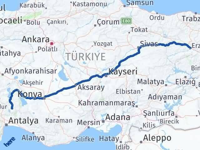 Erzincan Sütçüler Isparta Arası Kaç Km - Yol Haritası