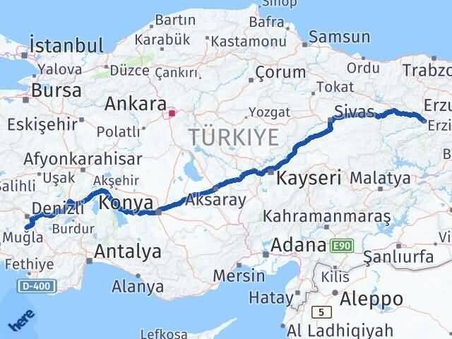 Erzincan Tavas Denizli Arası Kaç Km - Yol Haritası