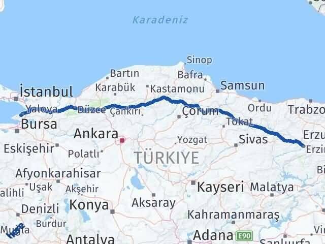 Erzincan Termal Arası Kaç Km - Yol Tarifi