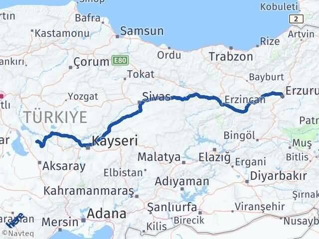Erzurum Ağaçören Aksaray Arası Kaç Km - Yol Haritası