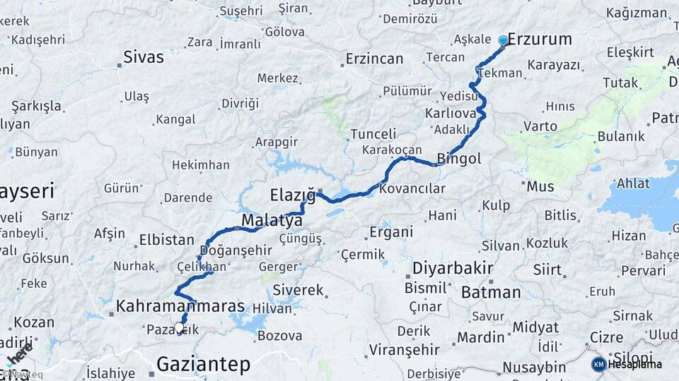 Erzurum Araban Arası Kaç Km - Yol Tarifi