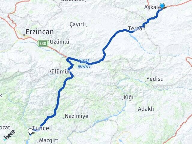 Erzurum Aşkale Atatürk Üniversitesi Arası Kaç Km - Yol Haritası