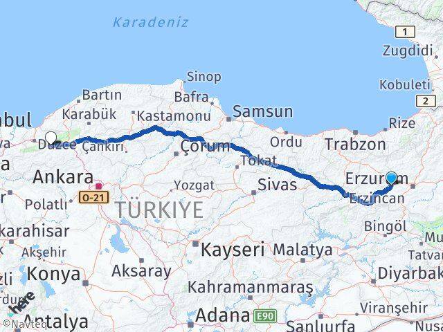 Erzurum Aşkale Bolu Arası Kaç Km - Yol Haritası