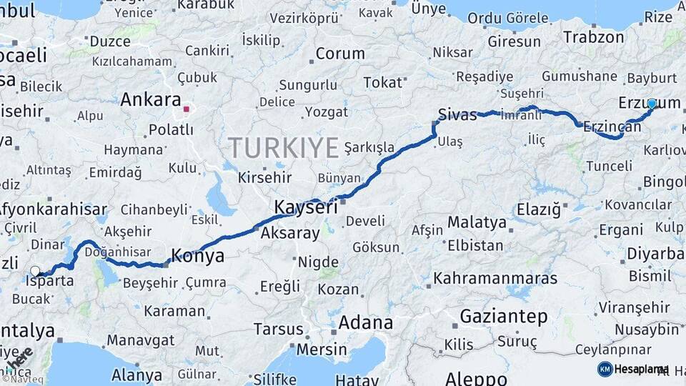 Erzurum Aşkale Burdur Arası Kaç Km - Yol Haritası