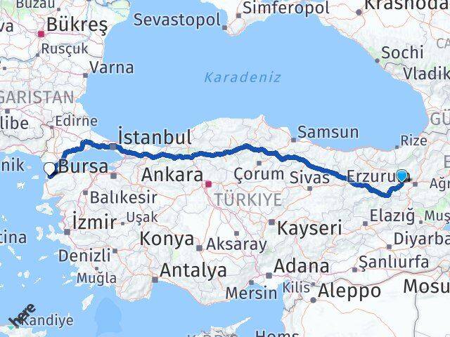 Erzurum Aşkale Çanakkale Arası Kaç Km - Yol Haritası