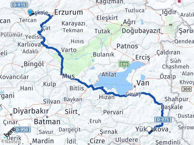 Erzurum Aşkale Hakkari Arası Kaç Km - Yol Haritası