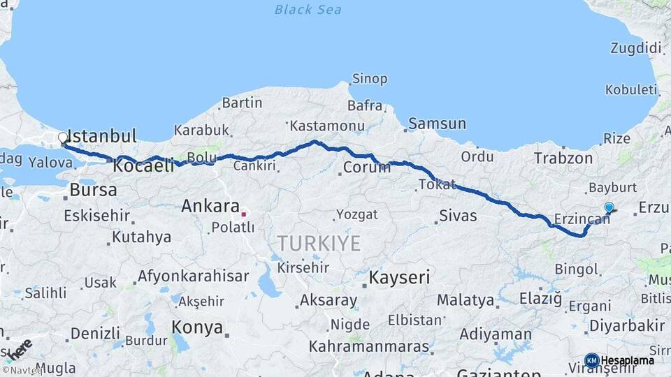 Erzurum Aşkale İstanbul Arası Kaç Km - Yol Haritası