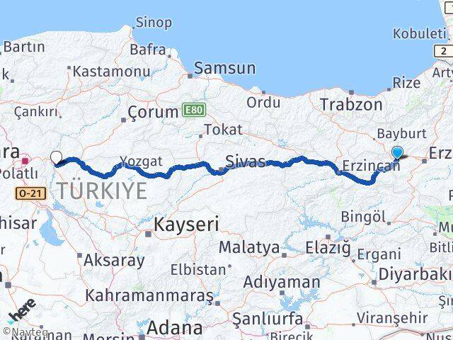 Erzurum Aşkale Kırıkkale Arası Kaç Km - Yol Haritası