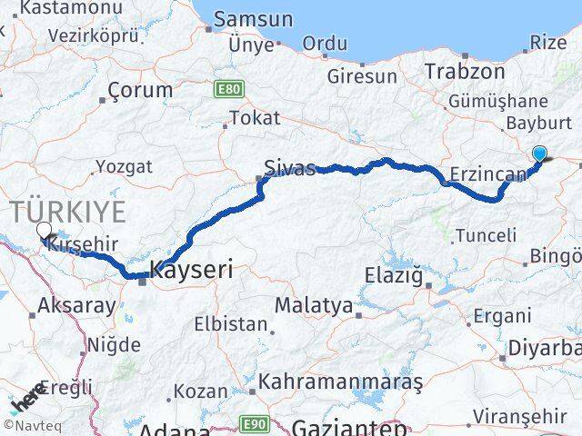 Erzurum Aşkale Kırşehir Arası Kaç Km - Yol Haritası