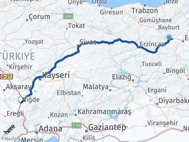Erzurum Aşkale Niğde Arası Kaç Km - Yol Haritası