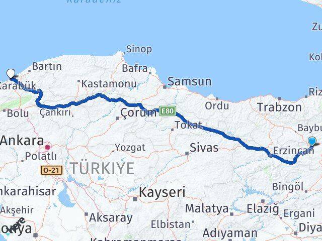 Erzurum Aşkale Zonguldak Arası Kaç Km - Yol Haritası