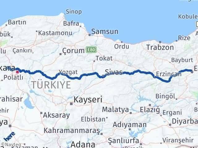Erzurum Ayaş Ankara Arası Kaç Km - Yol Haritası