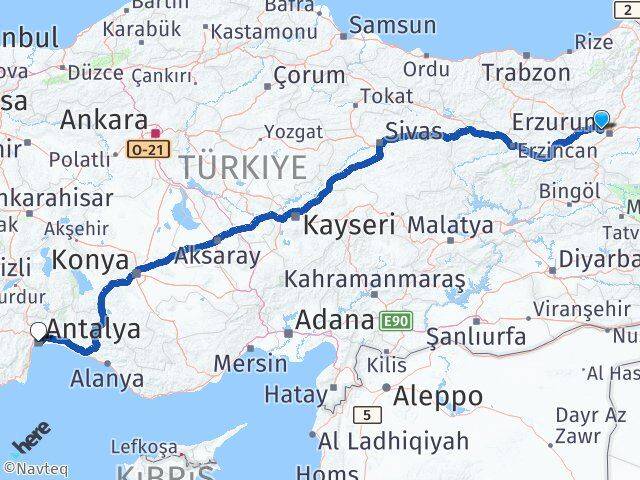 Aziziye Antalya Arası Kaç Km - Yol Tarifi