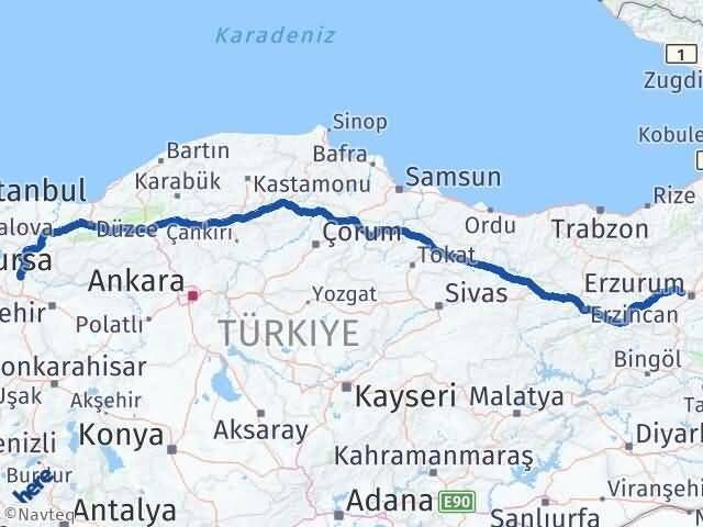 Aziziye Bilecik Arası Kaç Km - Yol Tarifi