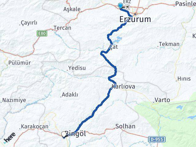Aziziye Bingöl Arası Kaç Km - Yol Tarifi