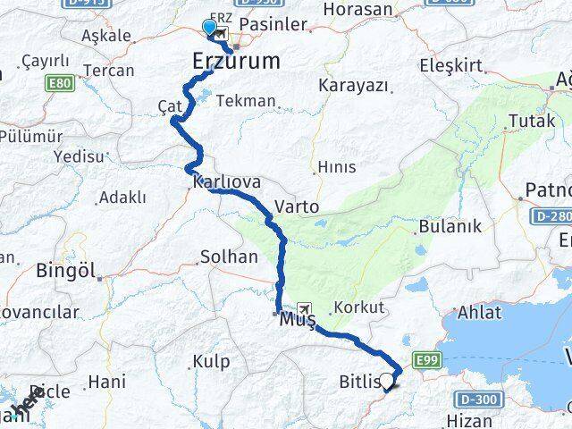 Aziziye Bitlis Arası Kaç Km - Yol Tarifi