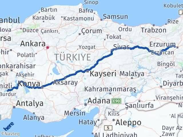 Aziziye Burdur Arası Kaç Km - Yol Tarifi