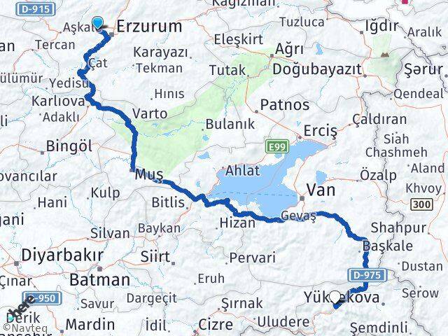 Aziziye Hakkari Arası Kaç Km - Yol Tarifi
