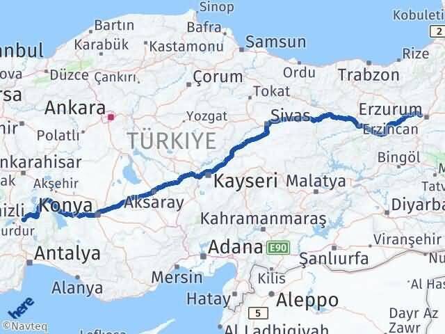 Aziziye Isparta Arası Kaç Km - Yol Tarifi
